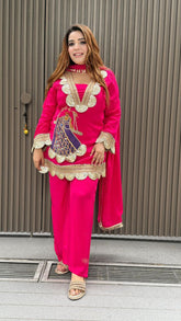 New Party Wear Look Top , Sarara With Dupatta - Pink, Purple, Orange, Black, Green, Red