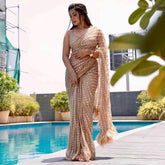 Premium Beige Color Saree | Georgette