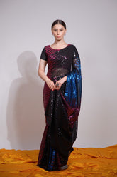 Ready to Wear Black Sequins Saree | scarlet Blue Mirage