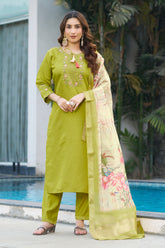 Elegant Straight Kurti Pant Dupatta Set