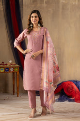Elegant Straight Kurti Pant Dupatta Set