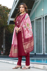 Elegant Straight Kurti Pant Dupatta Set