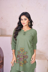 Heavy Rayon Embroidery Thread Work Co-Ords Set