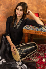 Elegant Roman Silk V-Neak Hend Work Suit Set with Digital Print Muslin Dupatta for Women & Girls