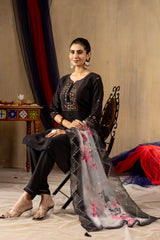 Elegant Roman Silk Straight Kurti Pant Dupatta Set