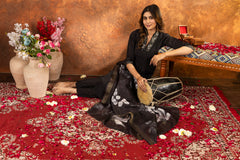 Elegant Roman Silk V-Neak Hend Work Suit Set with Digital Print Muslin Dupatta for Women & Girls