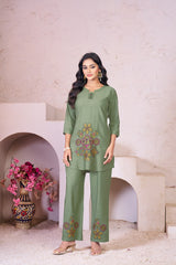 Heavy Rayon Embroidery Thread Work Co-Ords Set