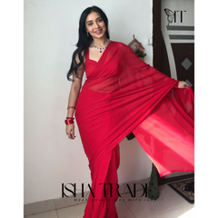 Plain Trending Georgette Saree | multicolor