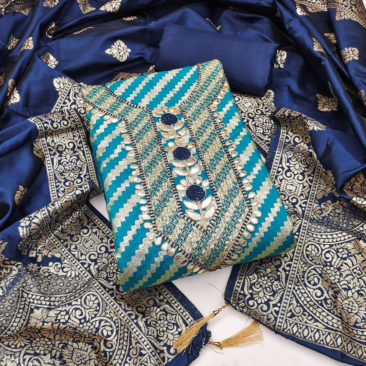 Women’s Embroidered Unstitched Dress Material with Dupatta