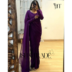 Plain Trending Georgette Saree | multicolor