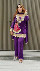 New Party Wear Look Top , Sarara With Dupatta - Pink, Purple, Orange, Black, Green, Red