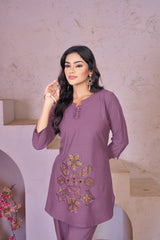 Heavy Rayon Embroidery Thread Work Co-Ords Set