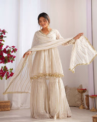 Women Chanderi Kurta Pant Dupatta Set