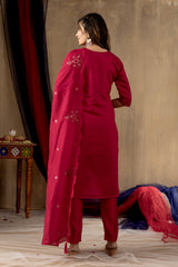 Elegant Straight Kurti Pant Dupatta Set