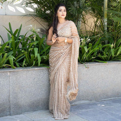 Premium Beige Color Saree | Georgette