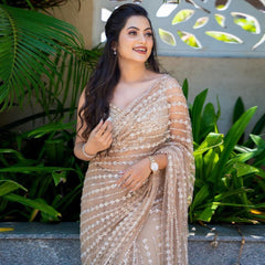 Premium Beige Color Saree | Georgette
