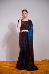 Ready to Wear Black Sequins Saree | scarlet Blue Mirage