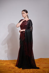 Ready to Wear Black Sequins Saree | scarlet Blue Mirage