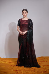 Ready to Wear Black Sequins Saree | scarlet Blue Mirage