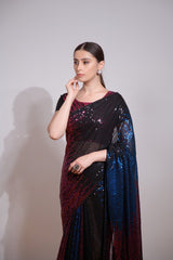 Ready to Wear Black Sequins Saree | scarlet Blue Mirage