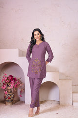 Heavy Rayon Embroidery Thread Work Co-Ords Set