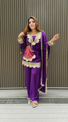 New Party Wear Look Top , Sarara With Dupatta - Pink, Purple, Orange, Black, Green, Red