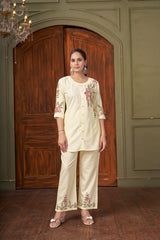 Heavy Rayon Embroidery Thread Work Co-Ords Set
