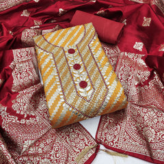 Women’s Embroidered Unstitched Dress Material with Dupatta