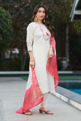 Elegant Straight Kurti Pant Dupatta Set