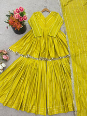 Women Chanderi Kurta Pant Dupatta Set