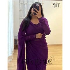 Plain Trending Georgette Saree | multicolor