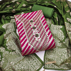 Women’s Embroidered Unstitched Dress Material with Dupatta