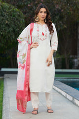 Elegant Straight Kurti Pant Dupatta Set