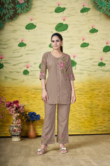 Heavy Rayon Embroidery Thread Work Co-Ords Set