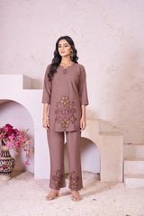 Heavy Rayon Embroidery Thread Work Co-Ords Set