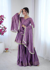 Women Chanderi Kurta Pant Dupatta Set