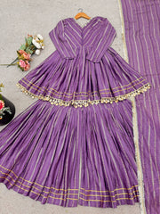 Women Chanderi Kurta Pant Dupatta Set