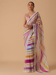 Multi Embroidery Georgette Saree | Pink Color