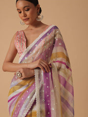 Multi Embroidery Georgette Saree | Pink Color