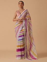 Multi Embroidery Georgette Saree | Pink Color