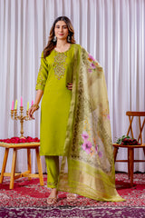 Elegant Straight Kurti Pant Dupatta Set
