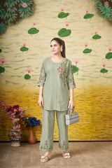 Heavy Rayon Embroidery Thread Work Co-Ords Set