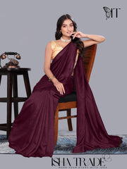 Solid/Plain Daily Wear Vichitra Silk Blend Saree