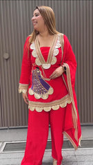 New Party Wear Look Top , Sarara With Dupatta - Pink, Purple, Orange, Black, Green, Red