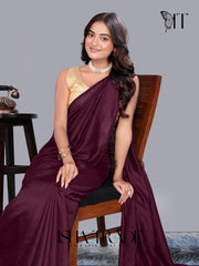Solid/Plain Daily Wear Vichitra Silk Blend Saree