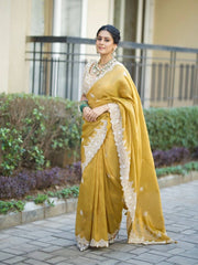 Premium Designer Saree | Soft Tebby Silk with Sequins & Cording Embroidery Work