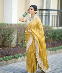 Premium Designer Saree | Soft Tebby Silk with Sequins & Cording Embroidery Work