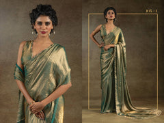 Designer Saree | Space Silk with Original Jarkhan Diamond Work | Wedding & Party Wear