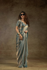 Designer Saree | Space Silk with Original Jarkhan Diamond Work | Wedding & Party Wear
