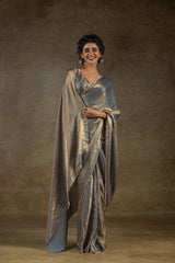 Designer Saree | Space Silk with Original Jarkhan Diamond Work | Wedding & Party Wear